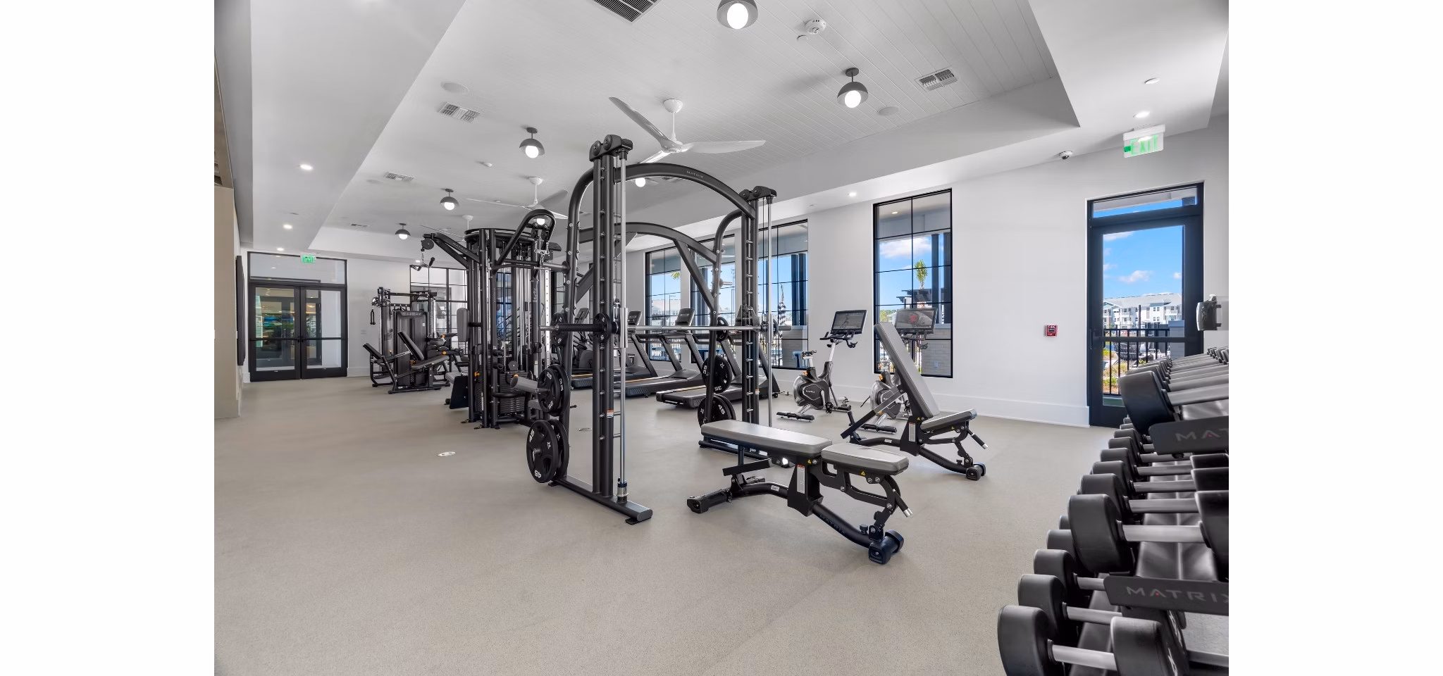 fitness center at Marlowe Live Oak Apartments 