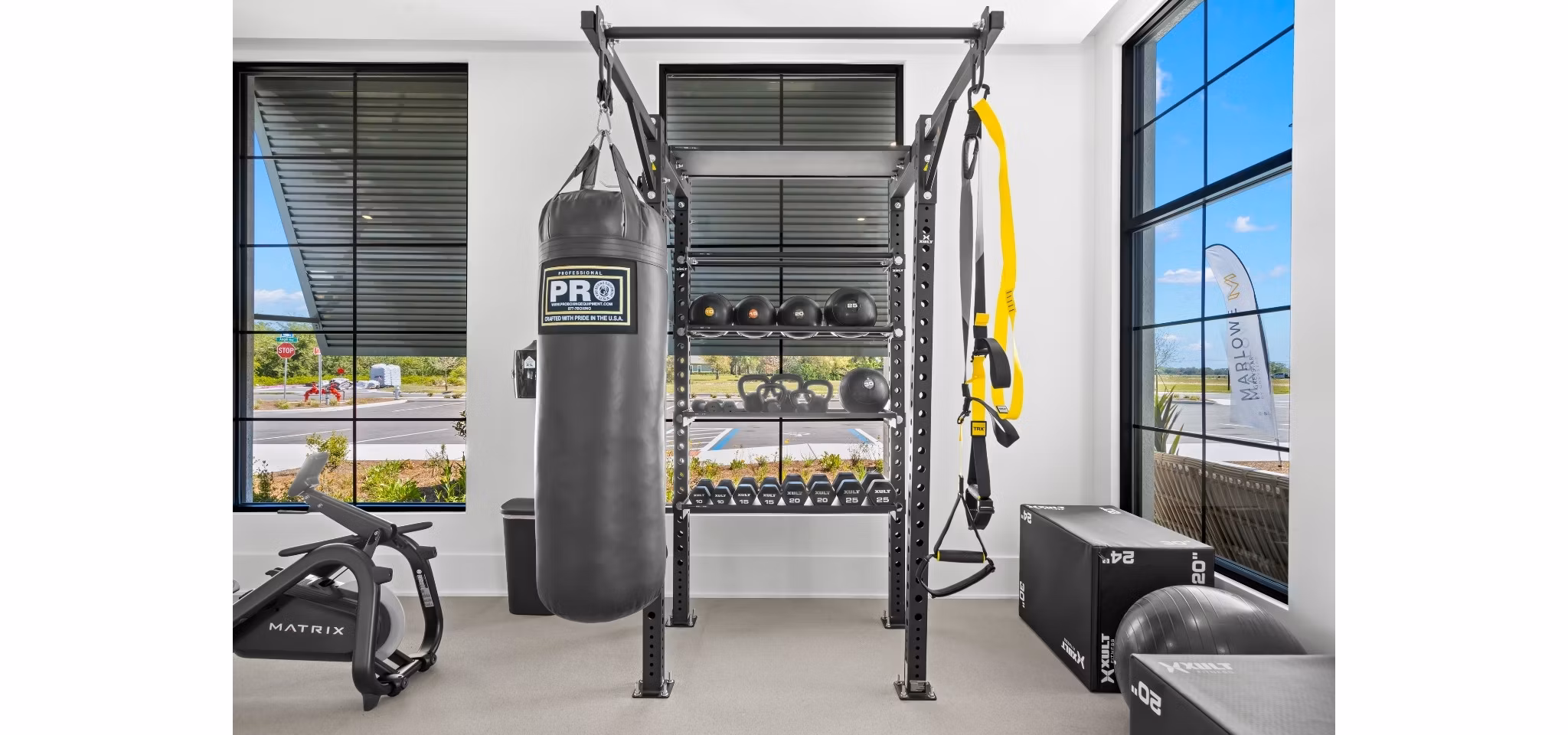 fitness center at Marlowe Live Oak Apartments 