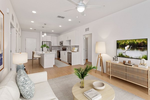 living room at Marlowe Live Oak Apartments