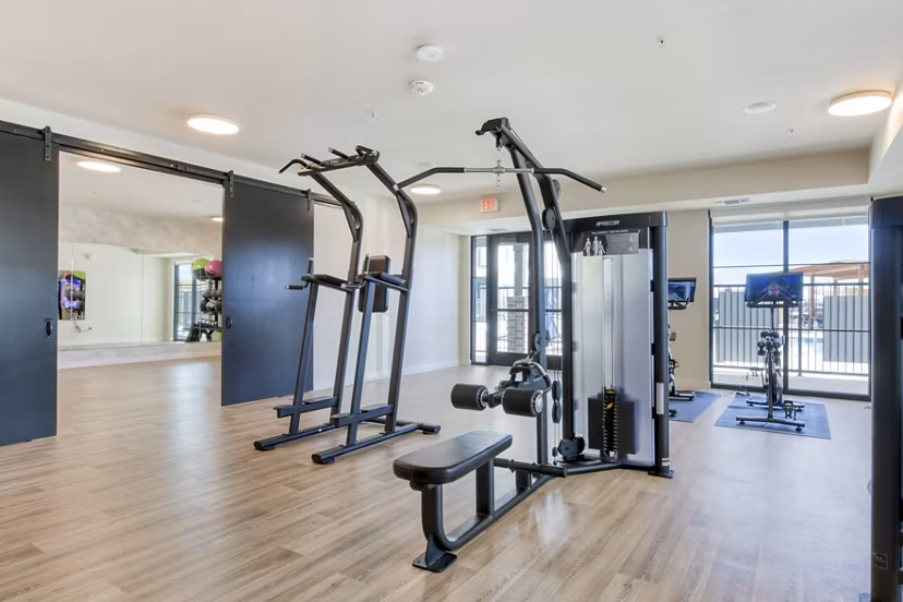 fitness center at Gateway to Gruene Apartments