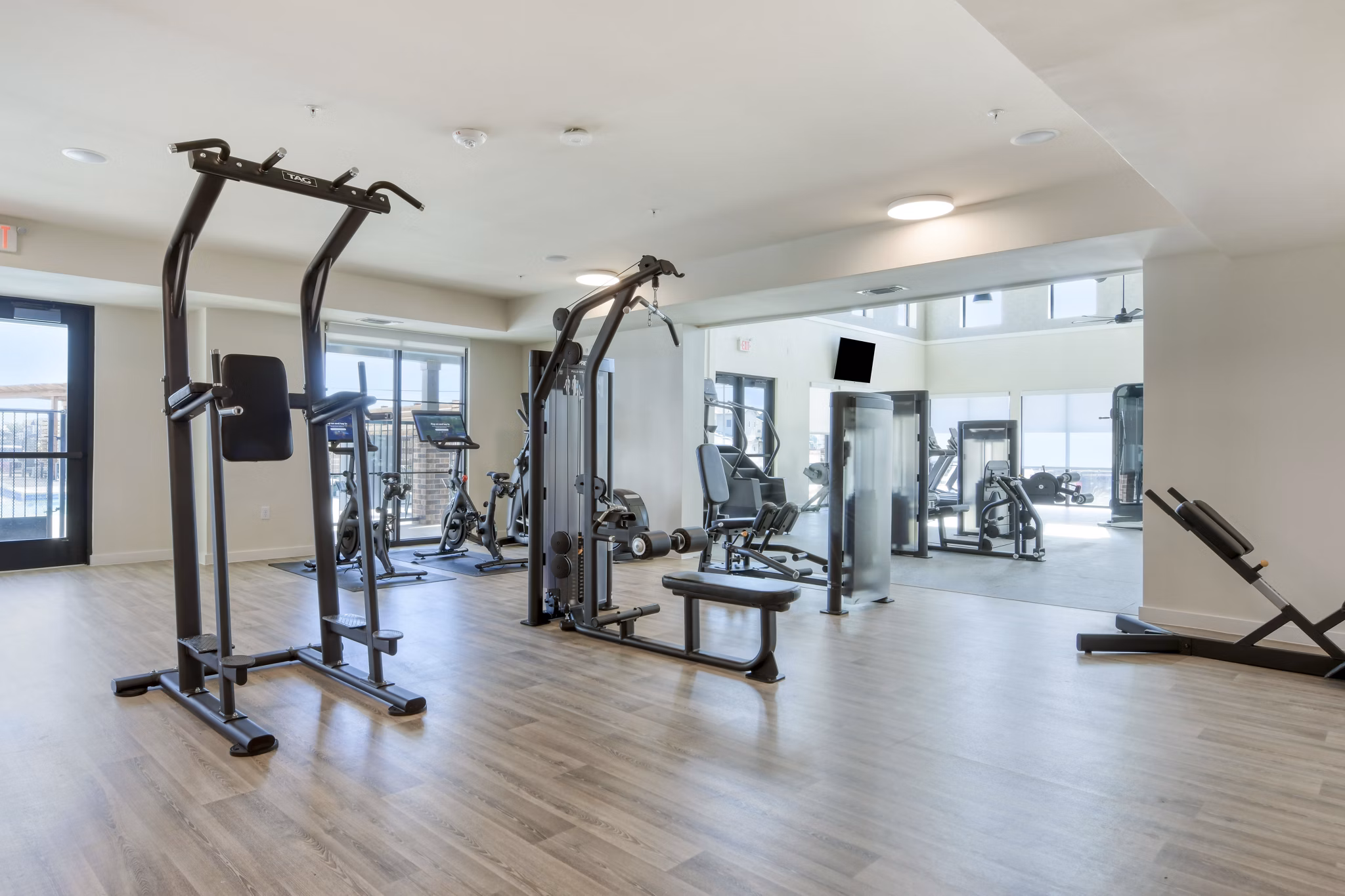 fitness center at Gateway to Gruene Apartments