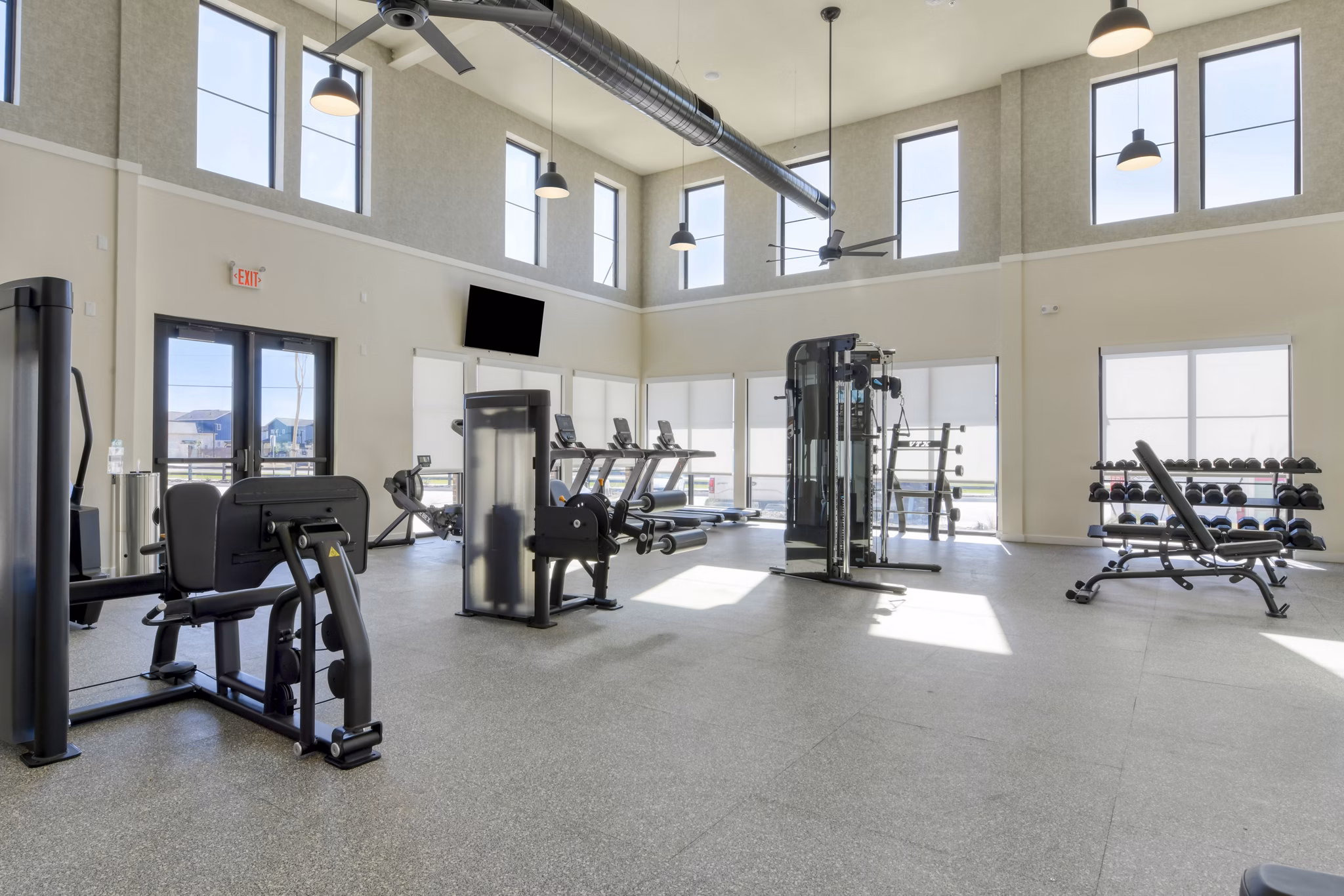 fitness center at Gateway to Gruene Apartments