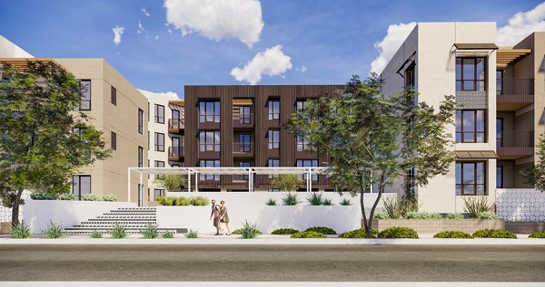 Modern rooftop pool with city views at The Monde Scottsdale Apartments