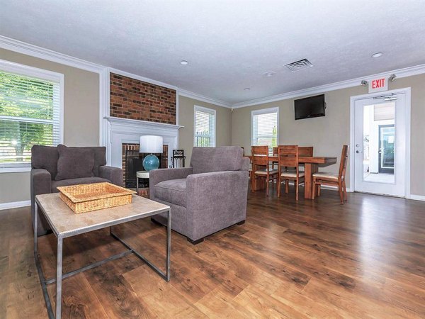 Modern clubhouse with stylish seating at The M Club Apartments