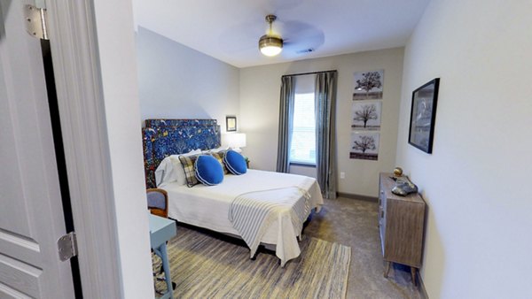 Spacious bedroom with modern design at Indigo at Cross Creek Apartments