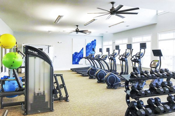 Modern fitness center with state-of-the-art equipment at Indigo at Cross Creek Apartments