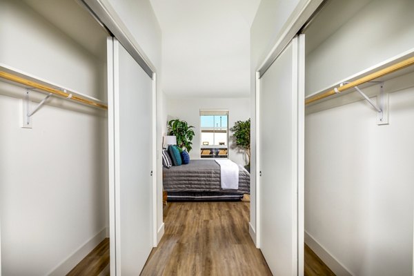 bedroom closet at Lumia Apartments