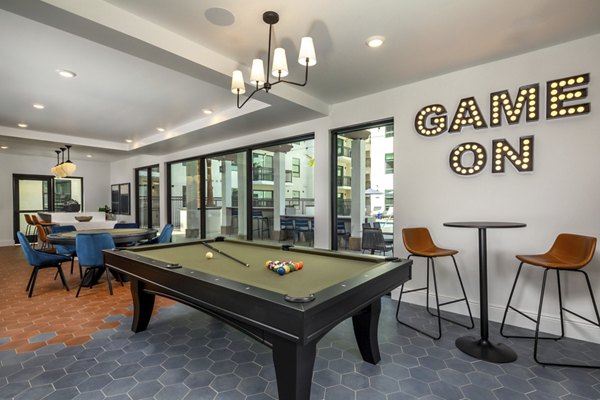 Clubhouse with modern design and seating at Lumia Apartments