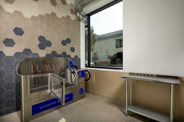Bike storage facility at Lumia Apartments, offering secure and convenient solutions for residents of luxury apartments in a bustling urban setting
