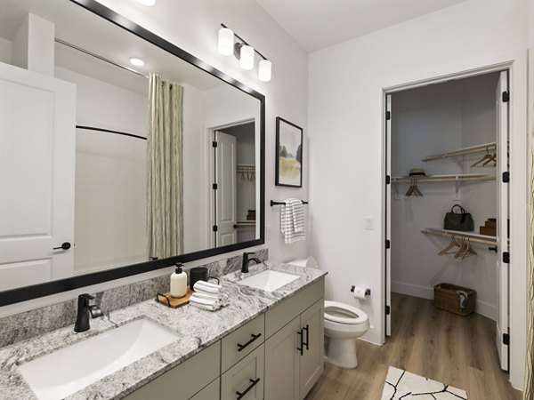 bathroom at The Evergrove at Crystal Village Apartments