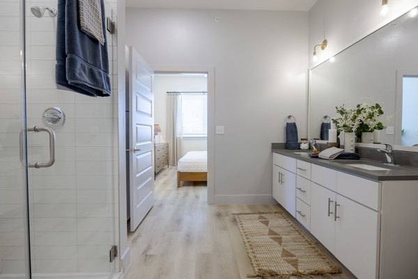 bathroom at The Janis Apartments