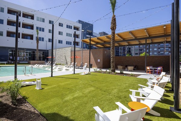 pool patio area at The Janis Apartments