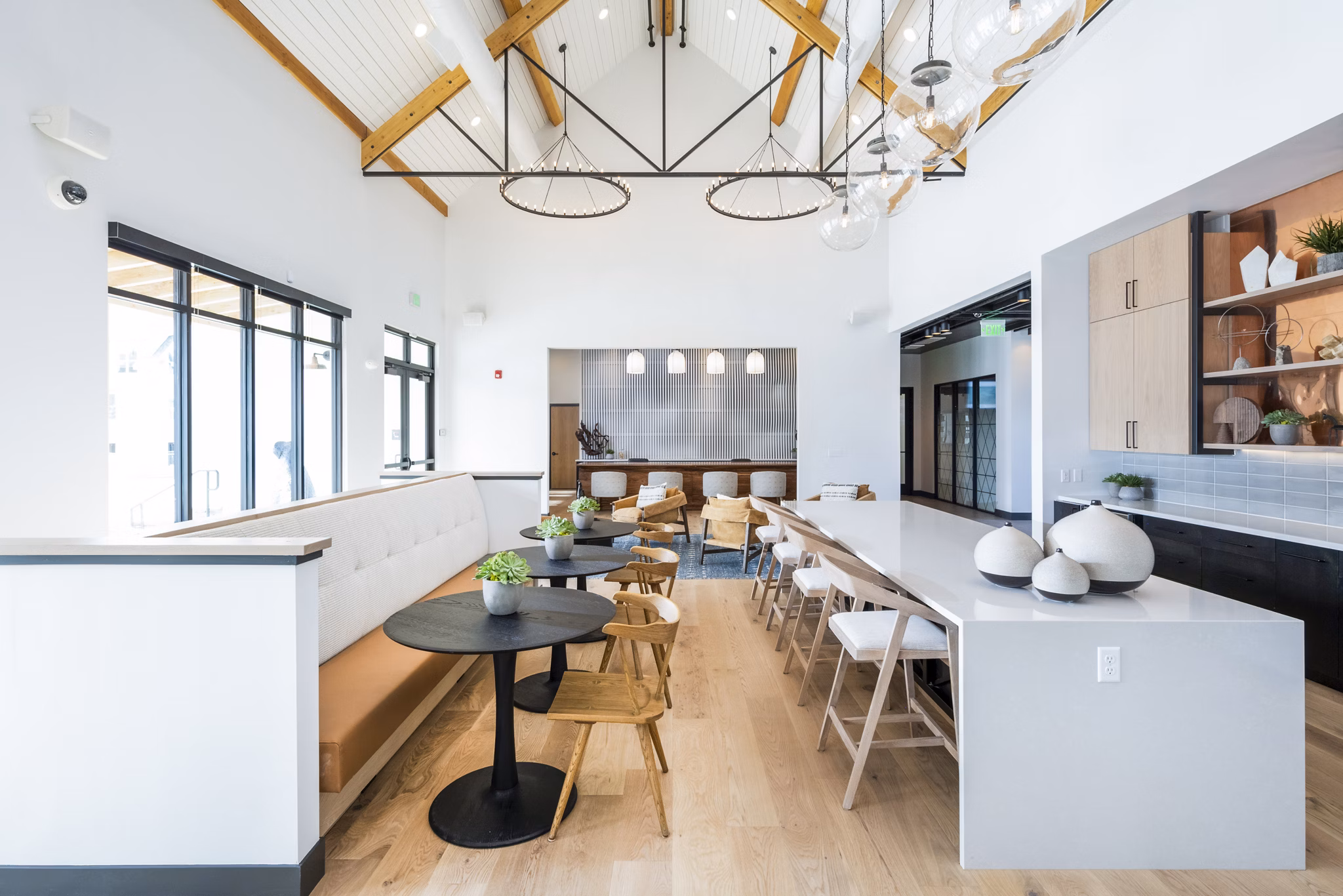 Clubhouse featuring modern decor and open spaces in Park 40 Apartments