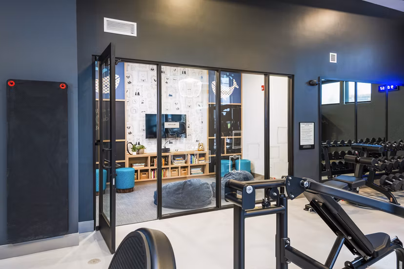 Modern fitness center with state-of-the-art equipment at Park 40 Apartments