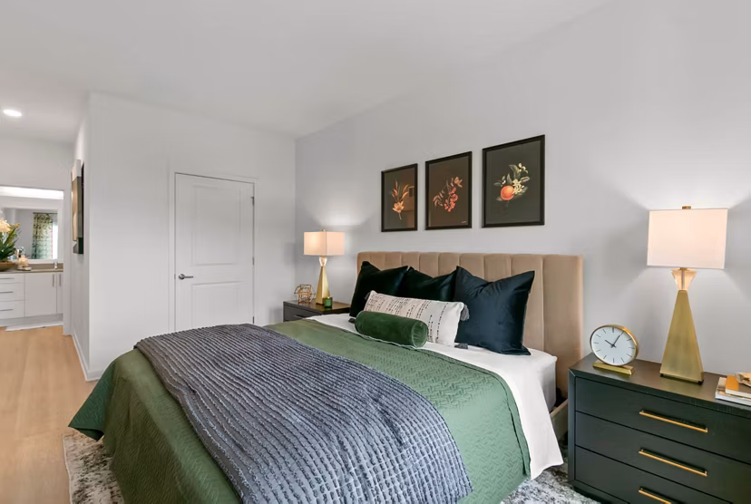Cozy bedroom with elegant decor at Marlowe Ridgeview Apartments