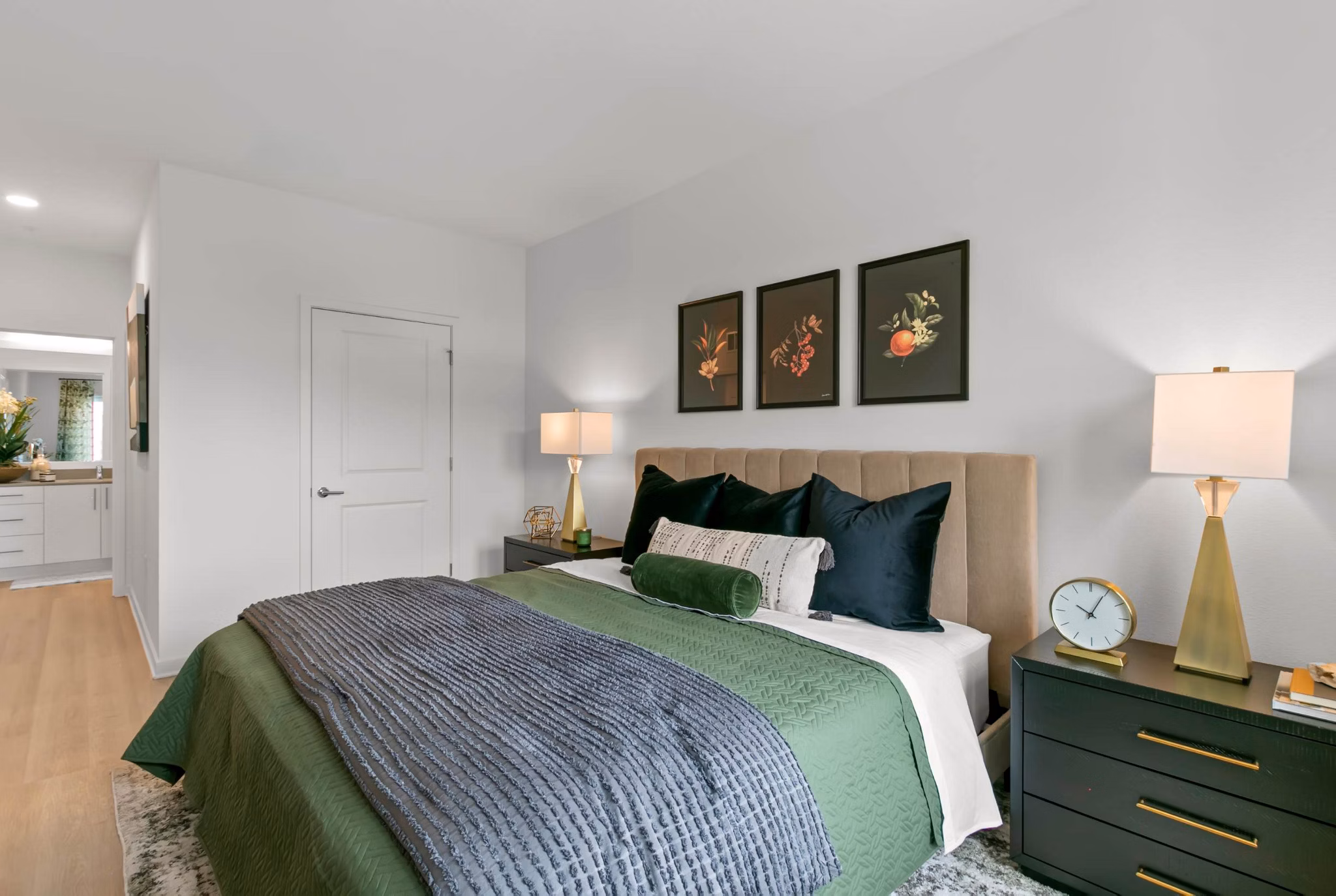Cozy bedroom with elegant decor at Marlowe Ridgeview Apartments