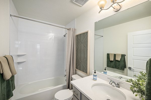 bathroom at The Cottages at Erie Commons Apartments