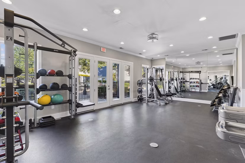 fitness center at Arbor Steele Creek Apartments 