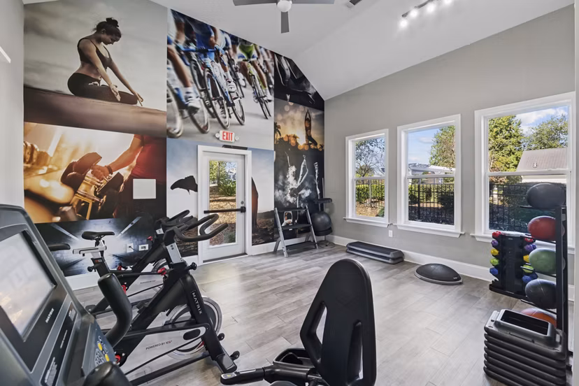 fitness center at Arbor Steele Creek Apartments 