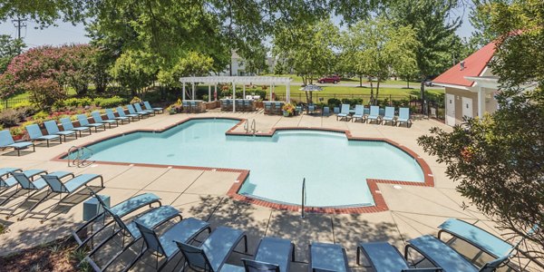 Rooftop pool with lounge chairs at Arbor Steele Creek Apartments