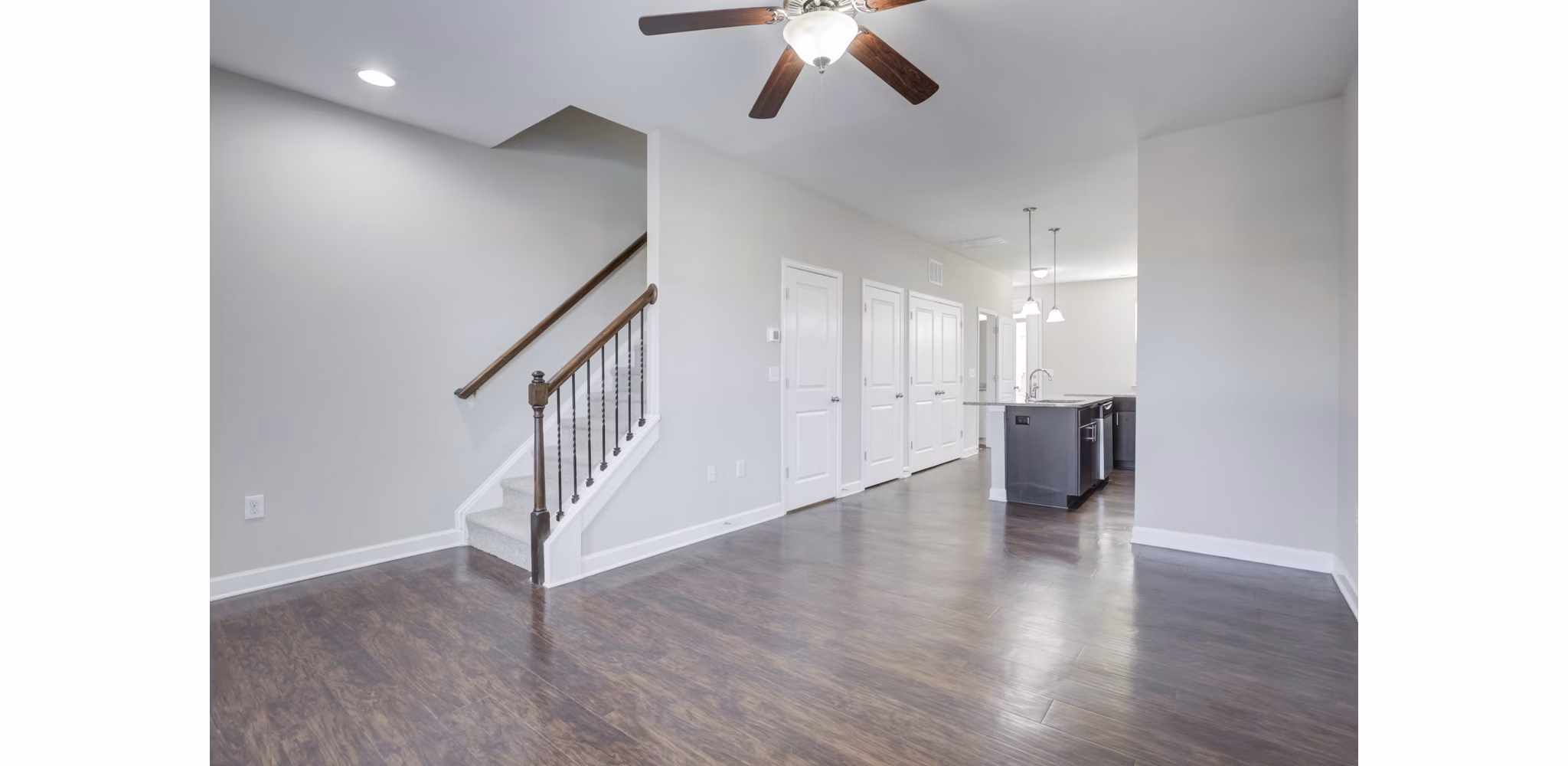 Spacious kitchen with modern appliances in Charleston Row Townhomes