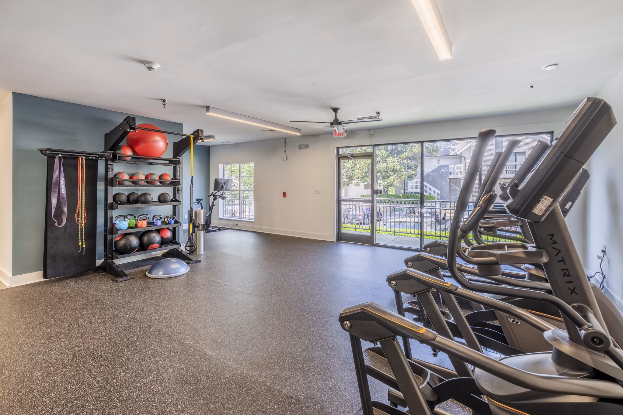 fitness center at The Spoke at Tyvola Station Apartments