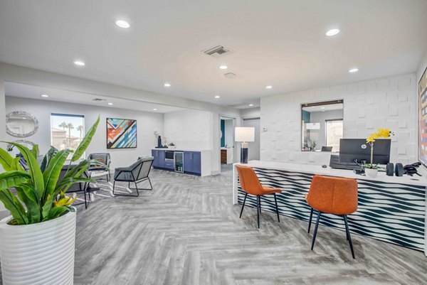 Clubhouse featuring modern decor and seating areas at Citron Apartments