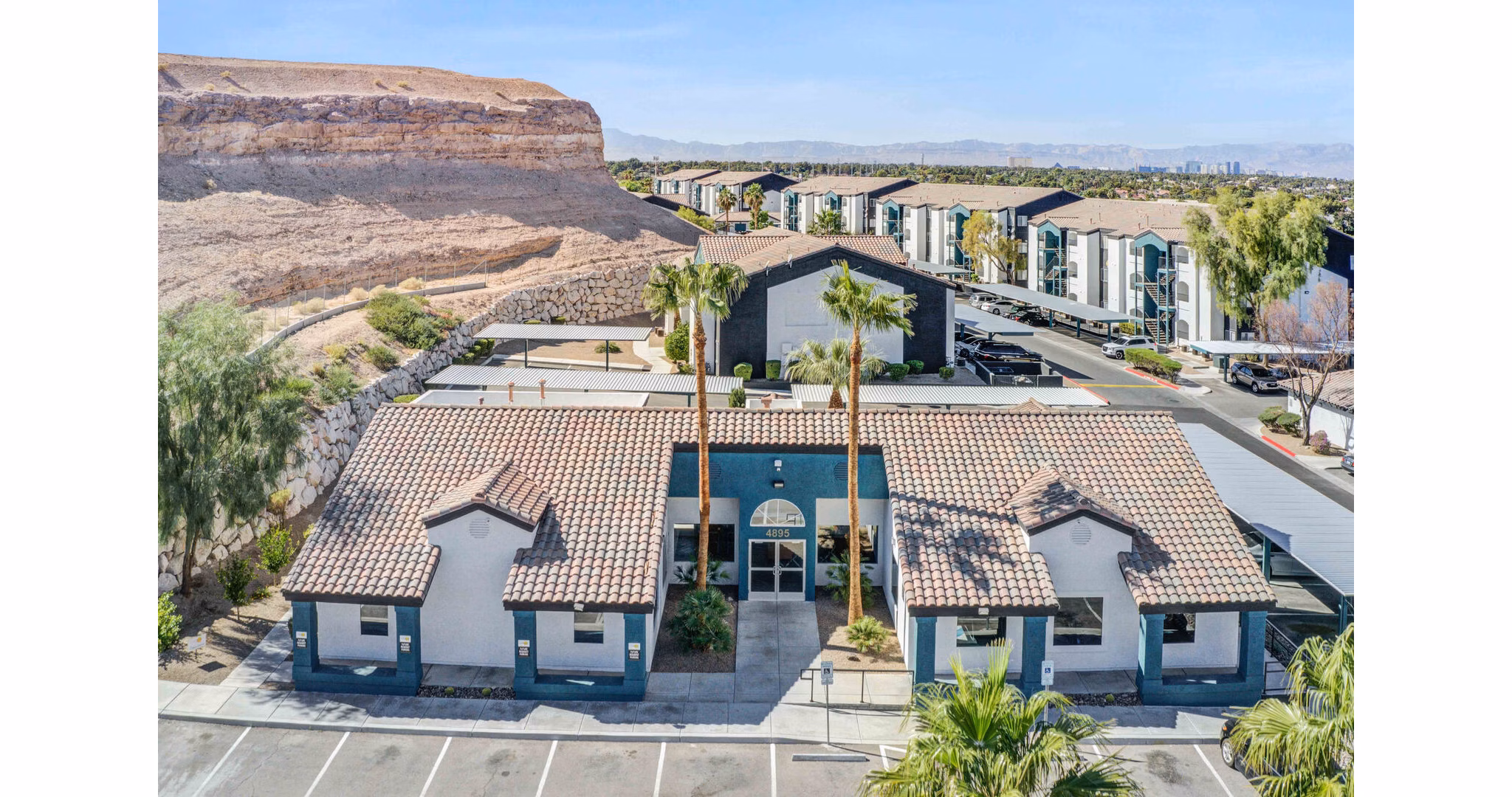 Spacious terrace with city views at Citron Apartments