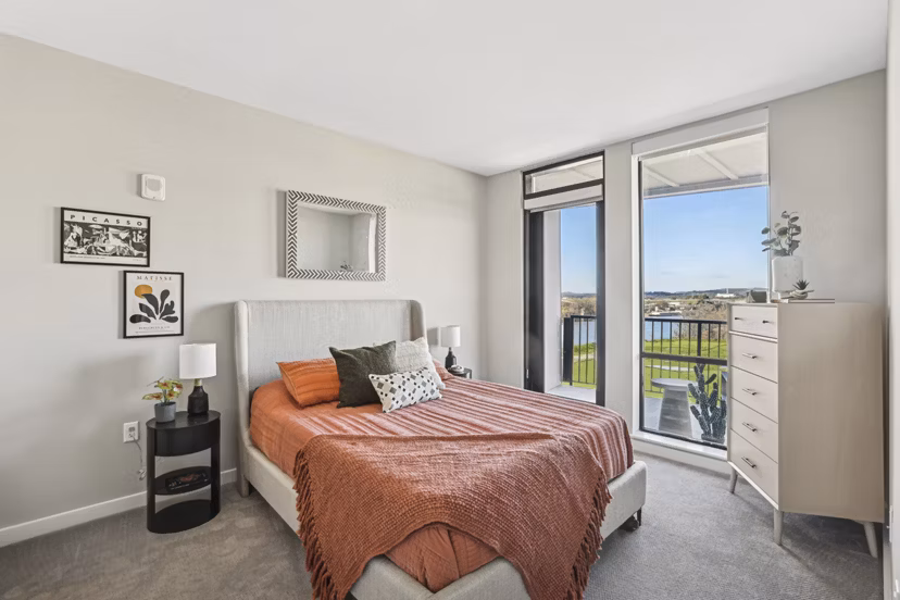 bedroom at Oxbow Apartments
