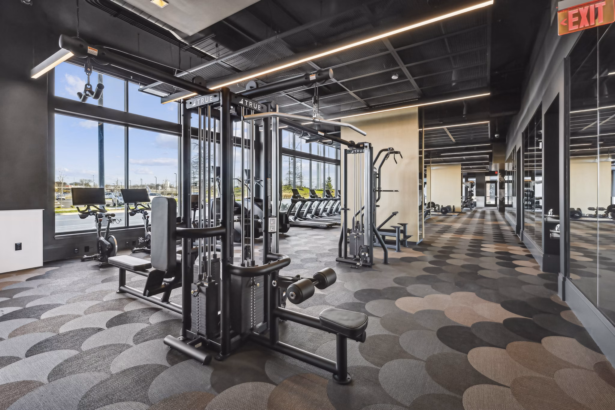 fitness center at Oxbow Apartments