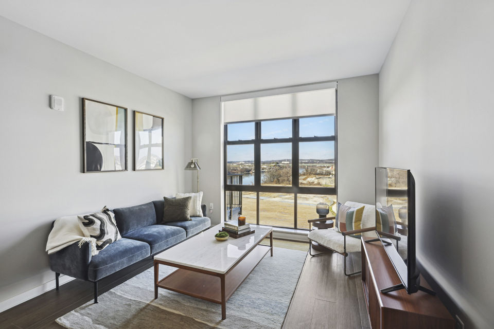 living room at Oxbow Apartments