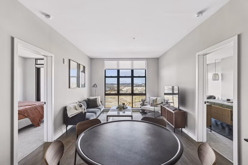 living room at Oxbow Apartments