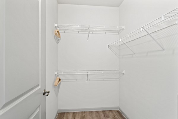 Spacious bedroom closet with ample storage at Emerson at Trace Apartments