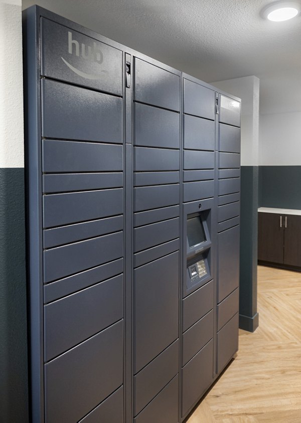 mail room at Vine at Panorama Apartments