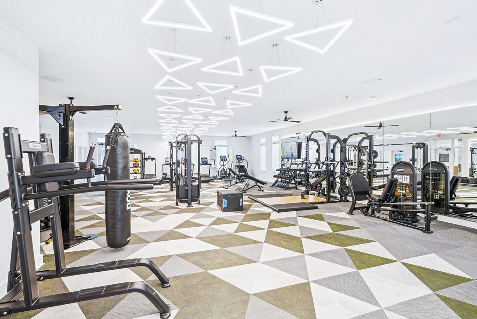 fitness center at The Willow Apartments