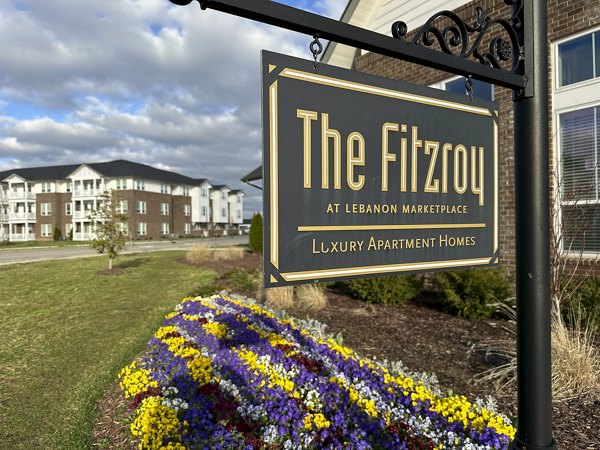 The Fitzroy at Lebanon Marketplace: Stylish entrance signage in luxury apartment community