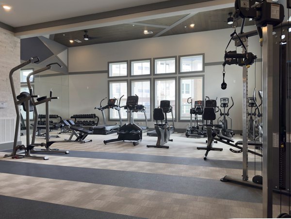 Modern fitness center with state-of-the-art equipment at The Fitzroy at Lebanon Marketplace Apartments Perfect for health-focused living