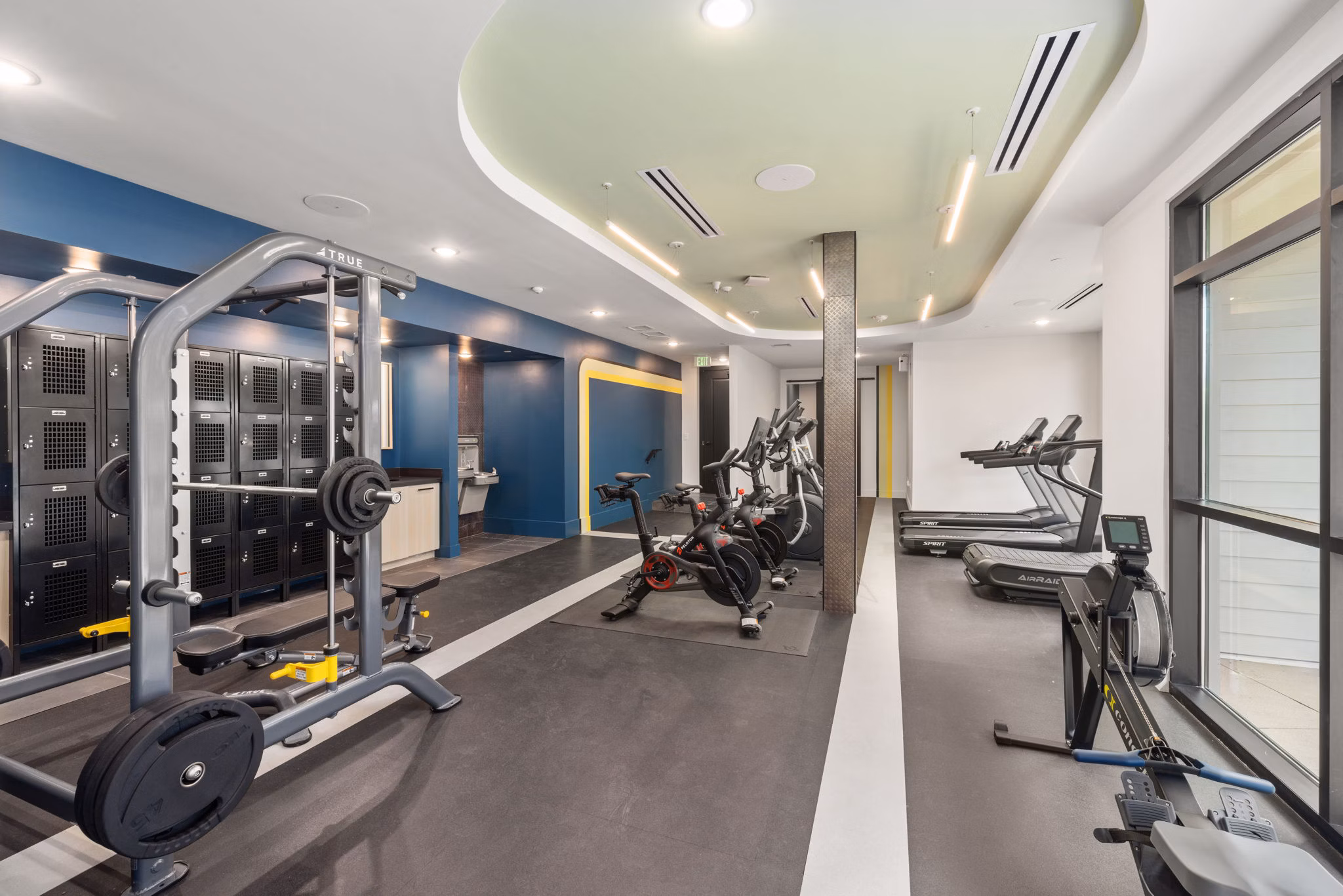 fitness center at The Miles Apartments