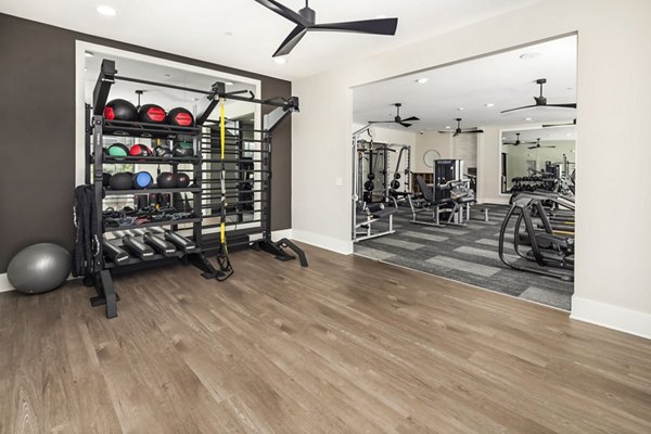 Fully-equipped fitness center at Arcadia at Symphony Park Apartments