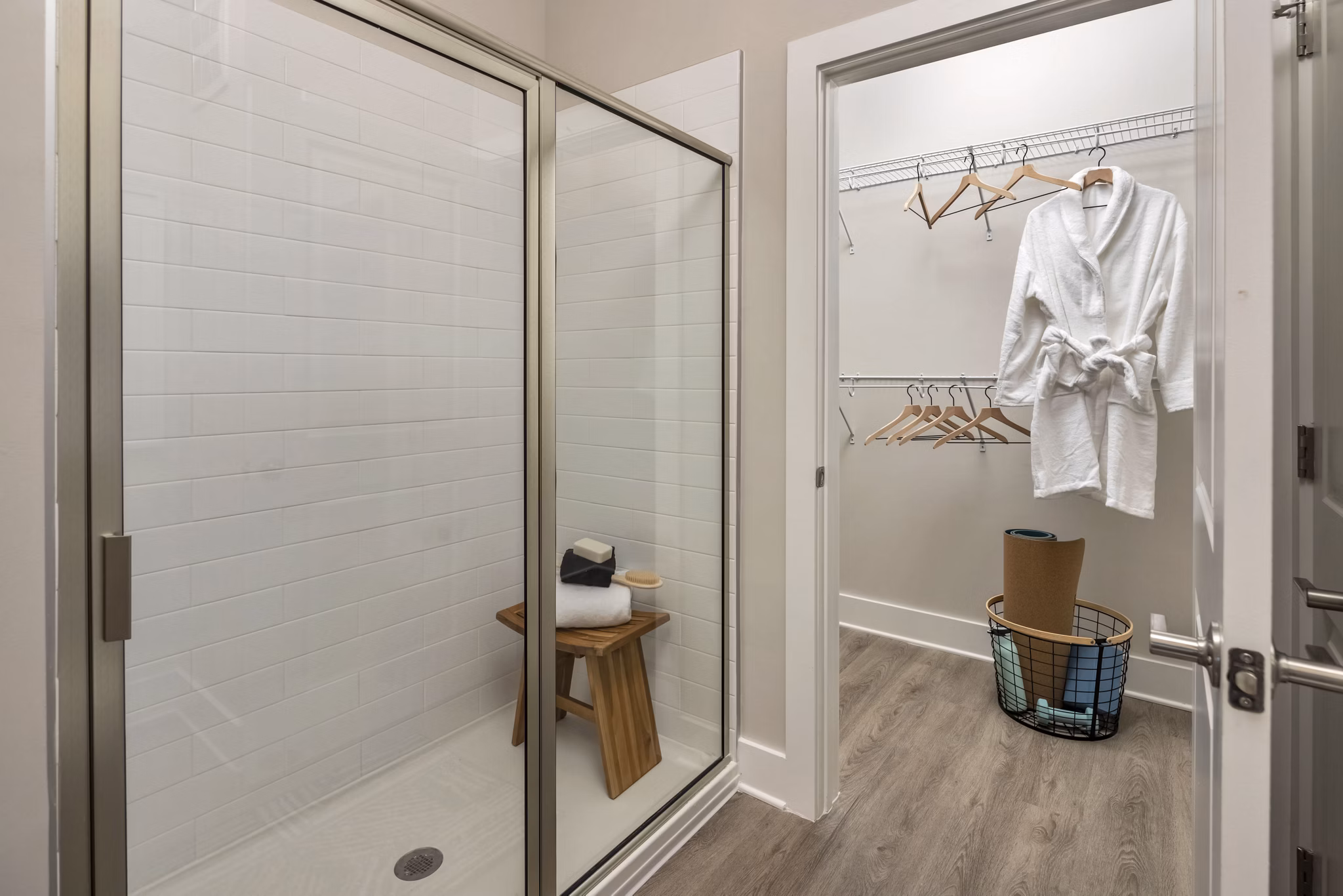 Laundry room featuring modern washer and dryer at Arcadia at Symphony Park Apartments