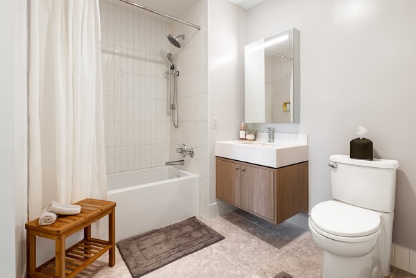 bathroom at One Grove Apartments