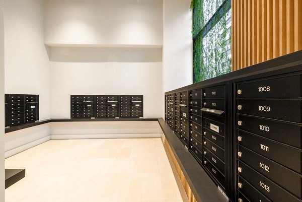 mail room at One Grove Apartments