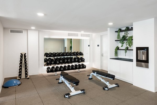 fitness center at One Grove Apartments