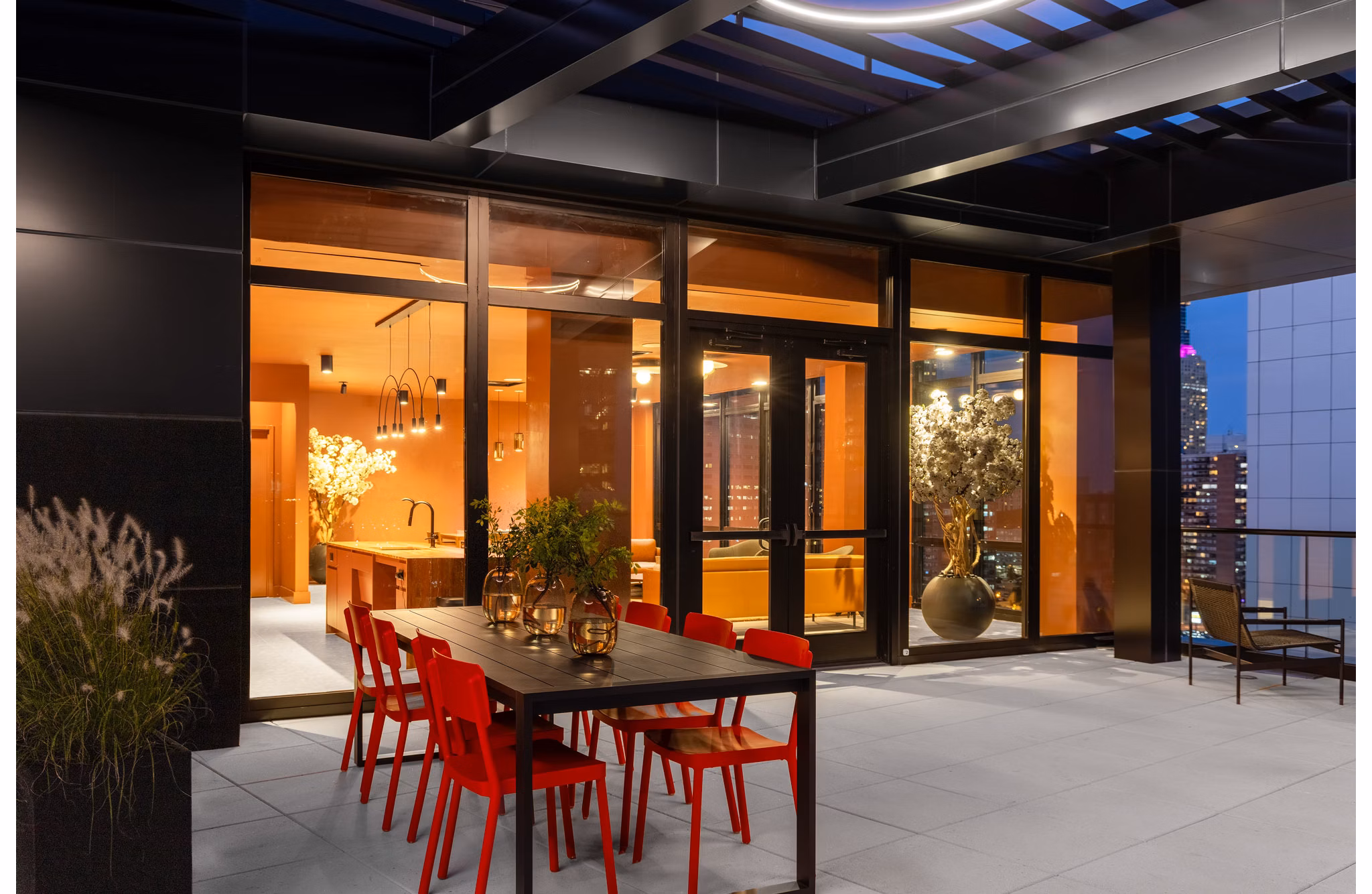 patio at One Grove Apartments