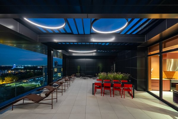 patio at One Grove Apartments