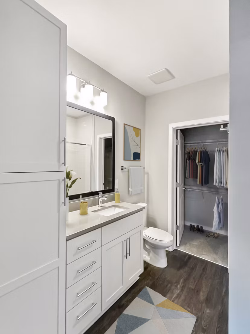 Modern bathroom with sleek finishes at Camellia at One Nexton Apartments