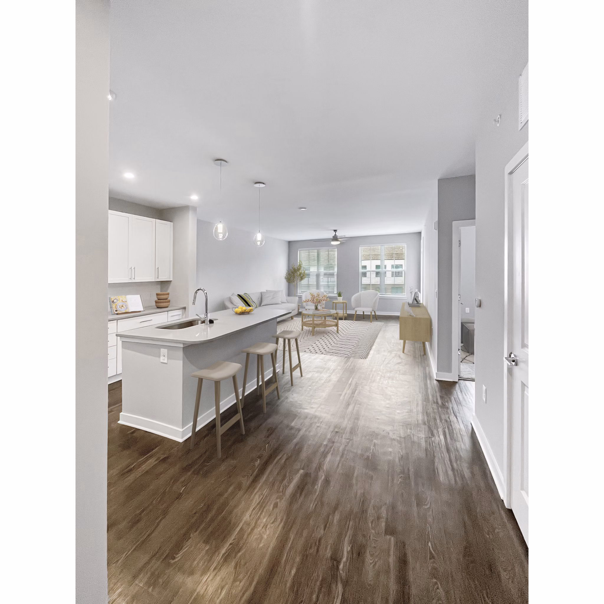 Modern clubhouse with cozy seating areas at Camellia at One Nexton Apartments, perfect for community gatherings and events