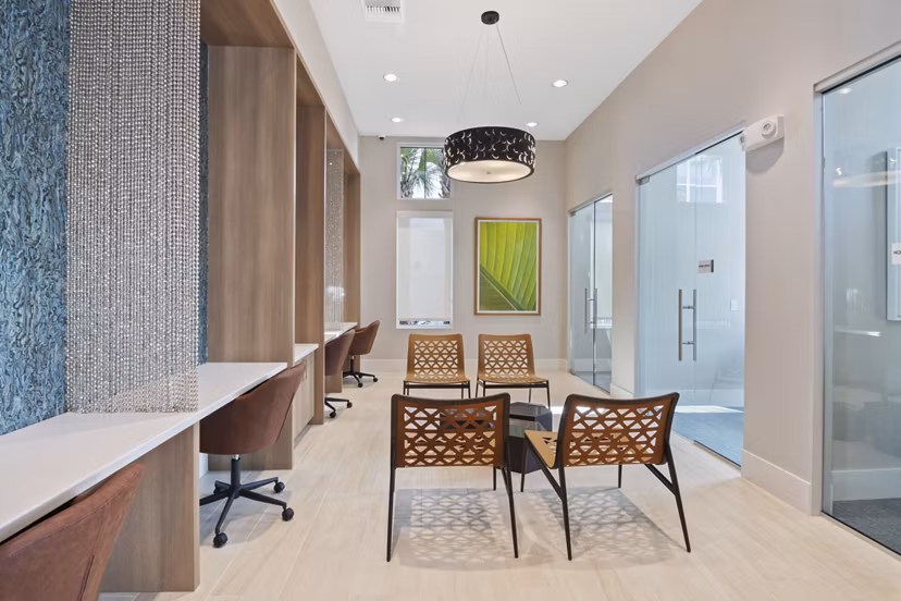 Modern clubhouse with stylish furnishings at SUR Lake Buena Vista Apartments