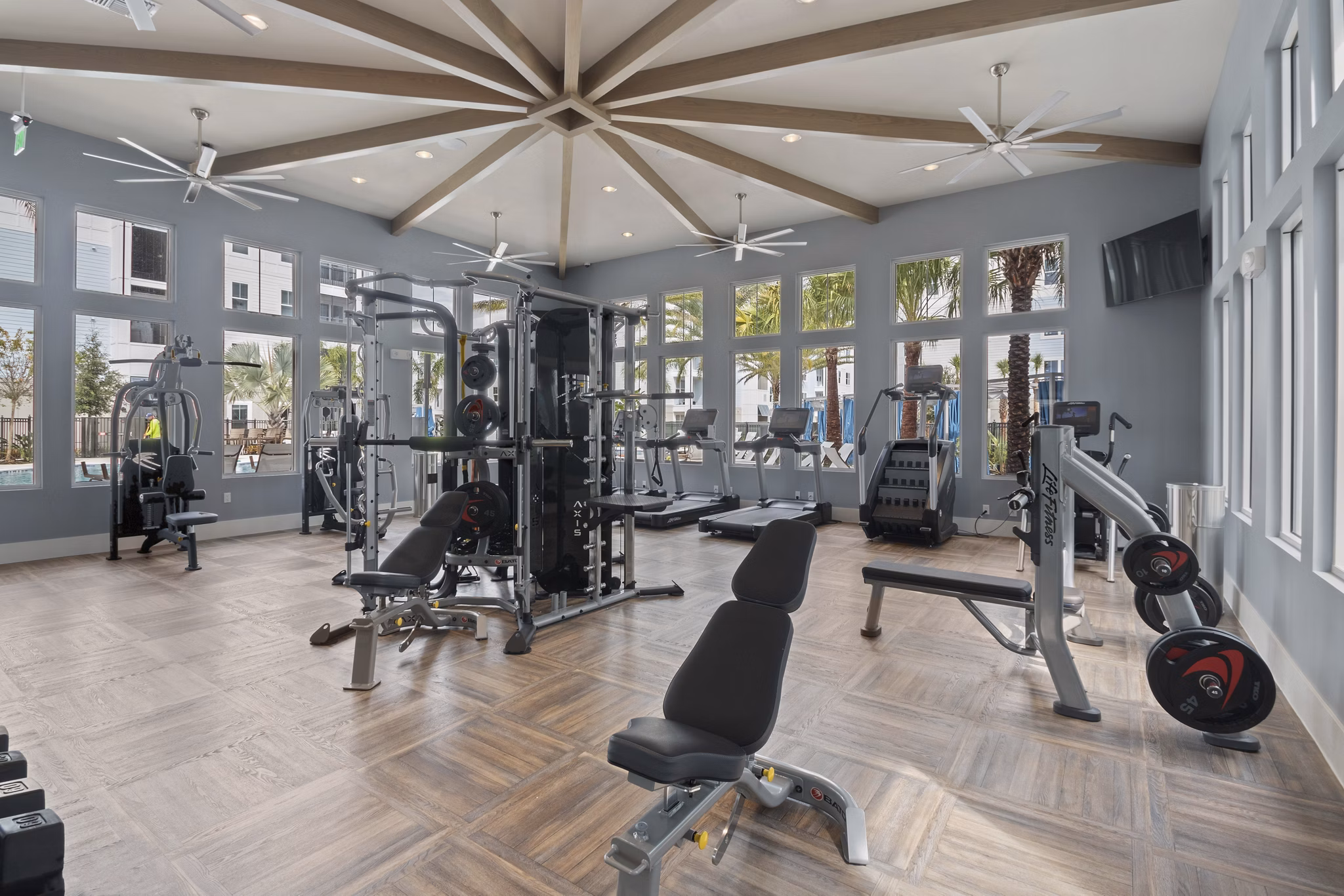 Fitness center with modern equipment at SUR Lake Buena Vista Apartments
