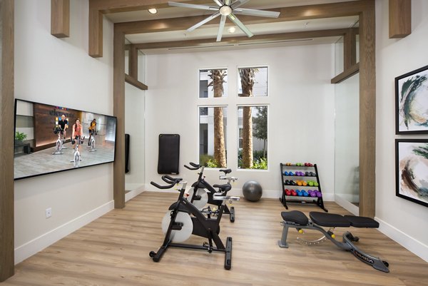 Modern yoga/spin studio with state-of-the-art equipment at SUR Lake Buena Vista Apartments